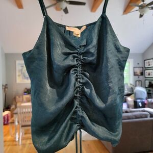 Monteau Women Dark Green Adjustable Strap Pullover Cami Top Size Small